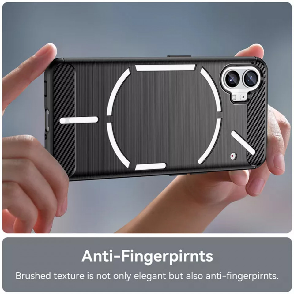 Husa Nothing Phone (1) din silicon, Slim, cu textura Fibra Carbon - Negru - 3 | YEO