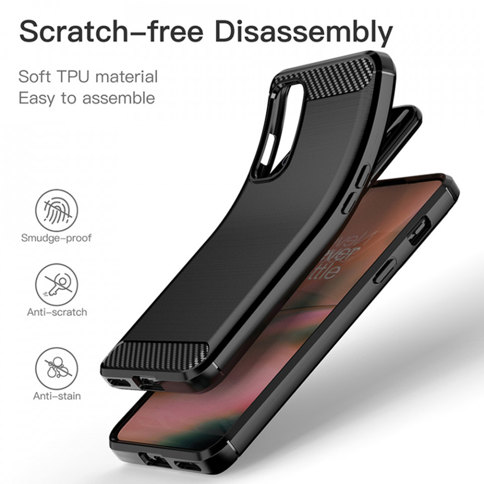 Husa Oneplus Nord 2 5G din silicon, Slim, cu textura Fibra Carbon - Negru - 3 | YEO