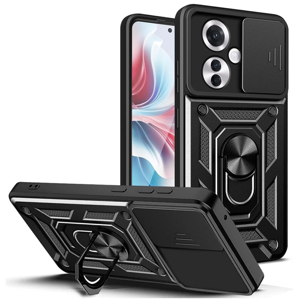 Husa Oppo Reno11 F cu inel magnetic si protectie camera Skyddar CamShield - Negru