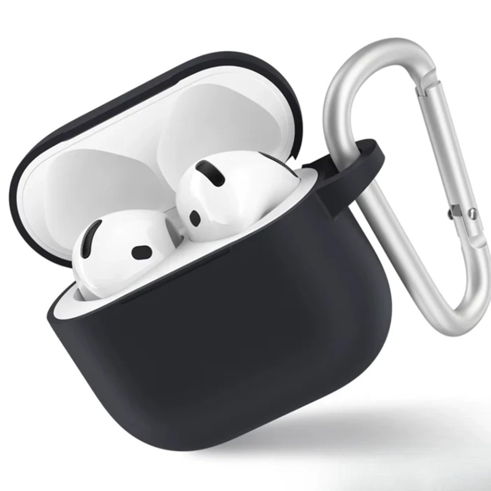 Husa pentru AirPods 4 din silicon moale, Blueo Liquid Silicone, Negru