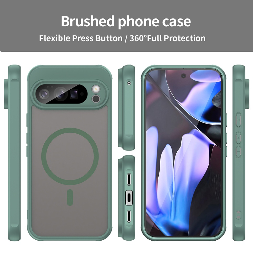 Husa pentru Google Pixel 10 Pro XL, SKYDDAR INNOVATION, HaloFrost MagSafe II, Antisoc, set cu sticker, Verde - 2 | YEO