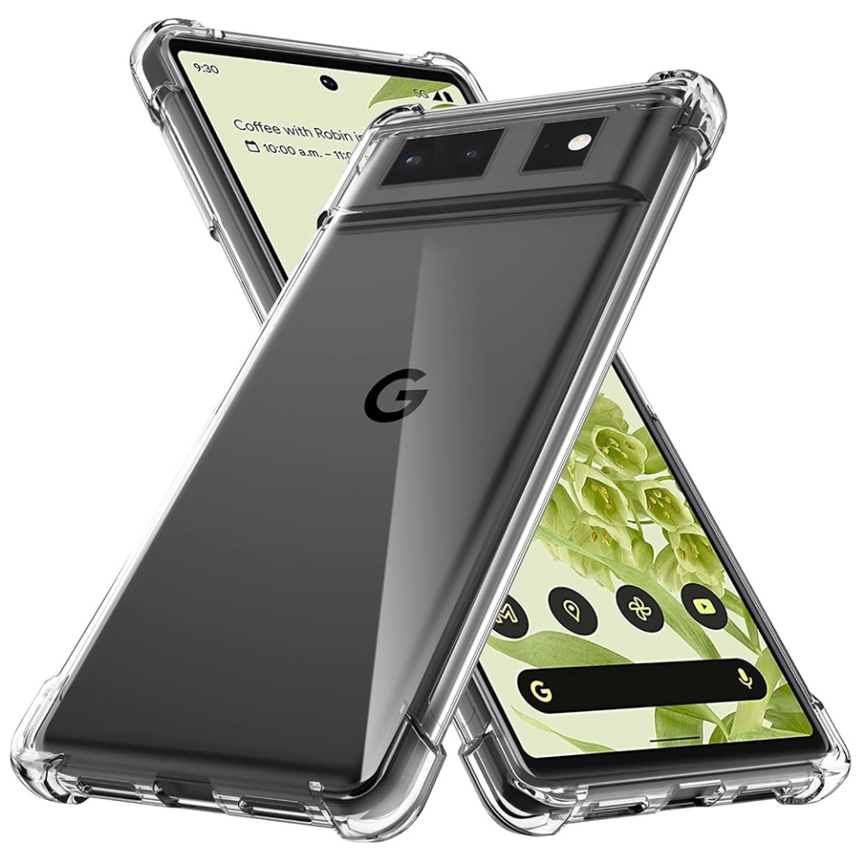 Husa pentru Google Pixel 6 , SKYDDAR INNOVATION, Shockproof Clear din Silicon Slim, Transparenta, set cu sticker