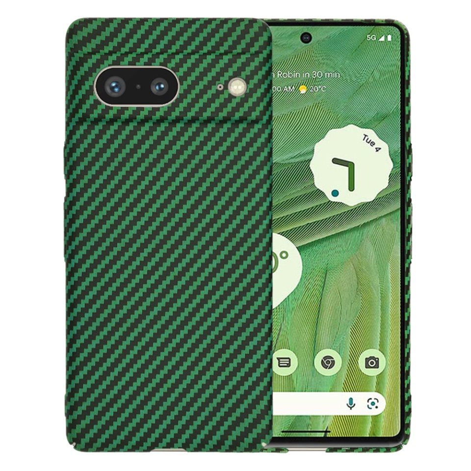Husa pentru Google Pixel 7, Finisaj Premium cu Textura de Carbon, Design Elegant, SKDR CarbonFlex - Verde