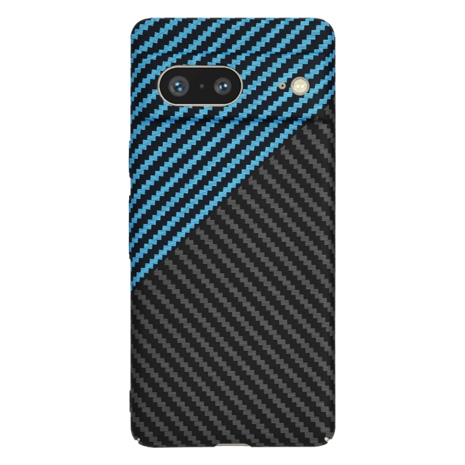 Husa pentru Google Pixel 7, Finisaj Premium cu Textura de Carbon, Design Elegant, SKDR CarbonFlex - Bleu - 2 | YEO