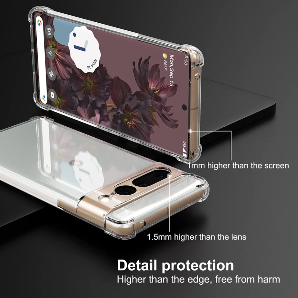 Husa pentru Google Pixel 7 Pro , SKYDDAR INNOVATION, Shockproof Clear din Silicon Slim, Transparenta, set cu sticker - 1 | YEO
