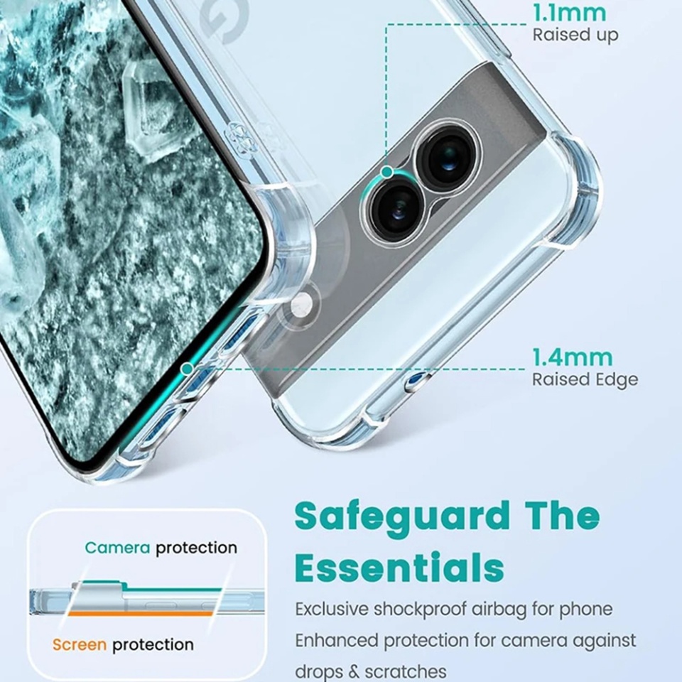 Husa pentru Google Pixel 9 Pro , SKYDDAR INNOVATION, Shockproof Clear din Silicon Slim, Transparenta, set cu sticker - 3 | YEO