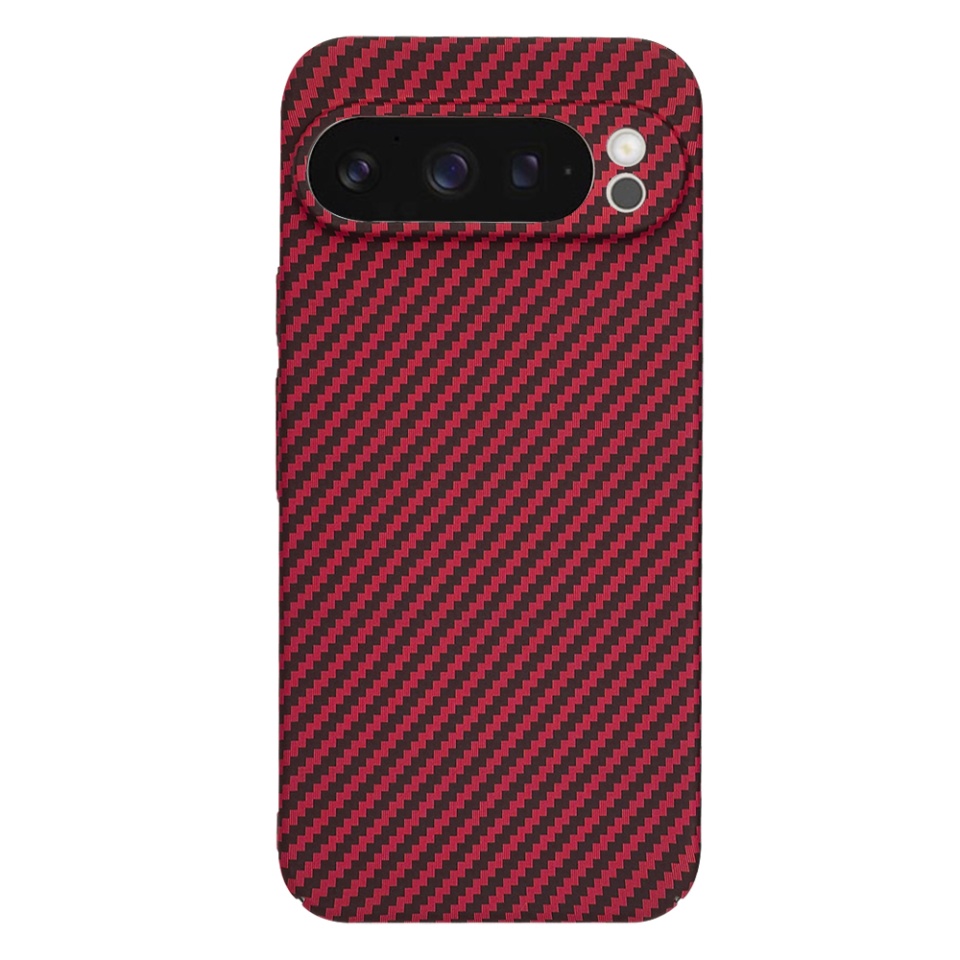 Husa pentru Google Pixel 9 Pro XL, Finisaj Premium cu Textura de Carbon, Design Elegant, SKDR CarbonFlex - Rosu - 2 | YEO