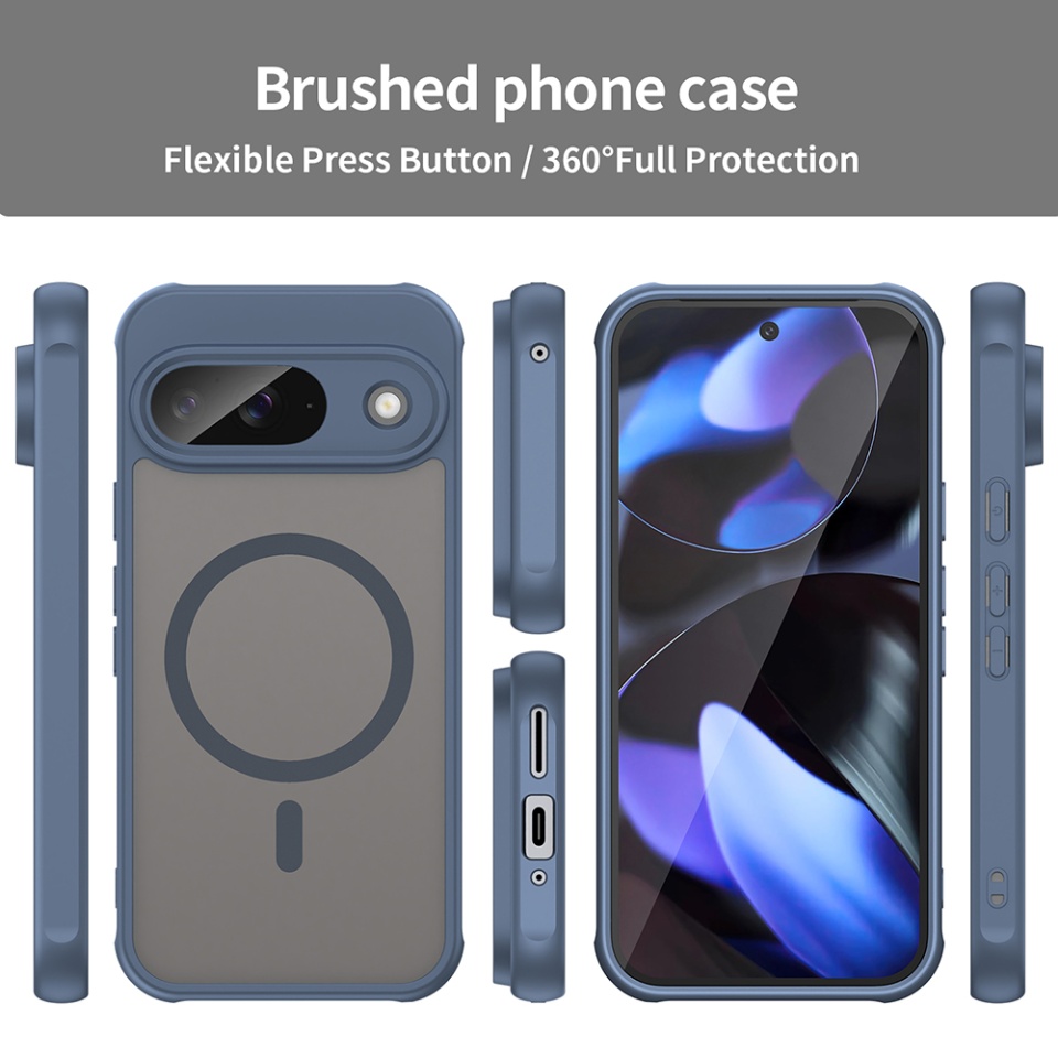 Husa pentru Google Pixel 9, SKYDDAR INNOVATION, HaloFrost MagSafe II, Antisoc, set cu sticker, Bleumarin - 3 | YEO