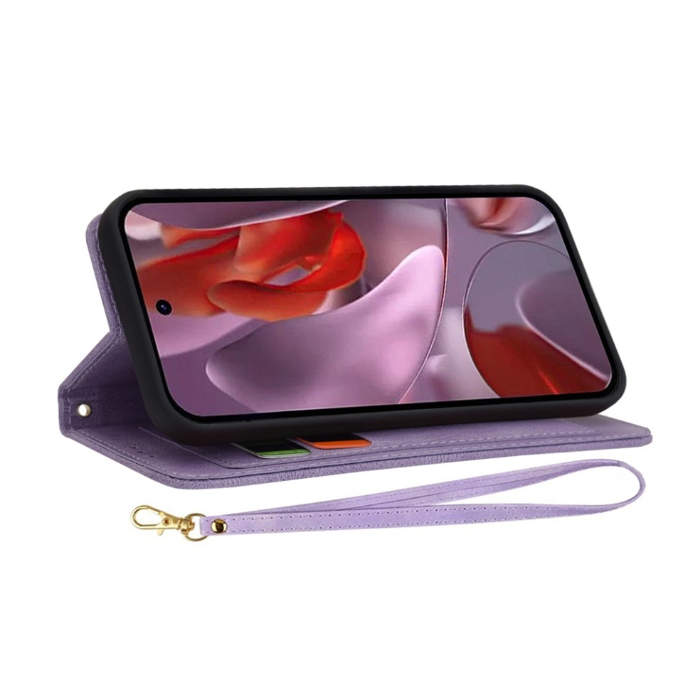 Husa pentru Google Pixel 9a, SKYDDAR INNOVATION, Flipcraft din Piele Ecologică, Stand Integrat, Buzunare pentru Carduri, set cu sticker, Mov - 3 | YEO