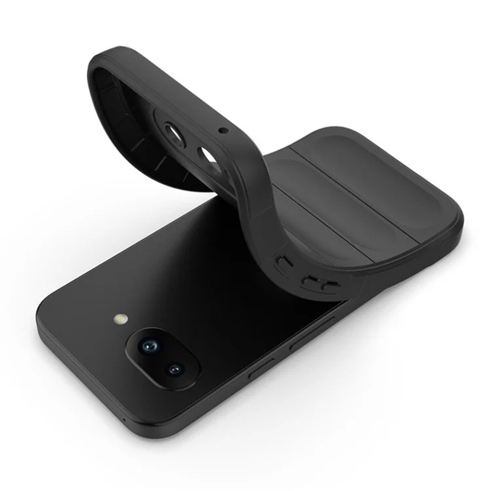 Husa pentru Google Pixel 9a, SKYDDAR INNOVATION, Vogue, din Silicon Mat, Negru, set cu sticker - 3 | YEO