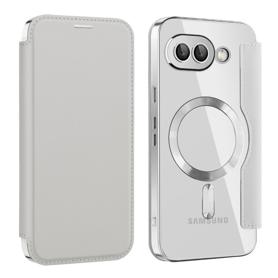 Husa pentru Google Pixel 9a tip carte, SKYDDAR INOVATION, SmartMag Book, Magsafe, RFiD, Suport Carduri, set cu sticker, Gri - 1 | YEO
