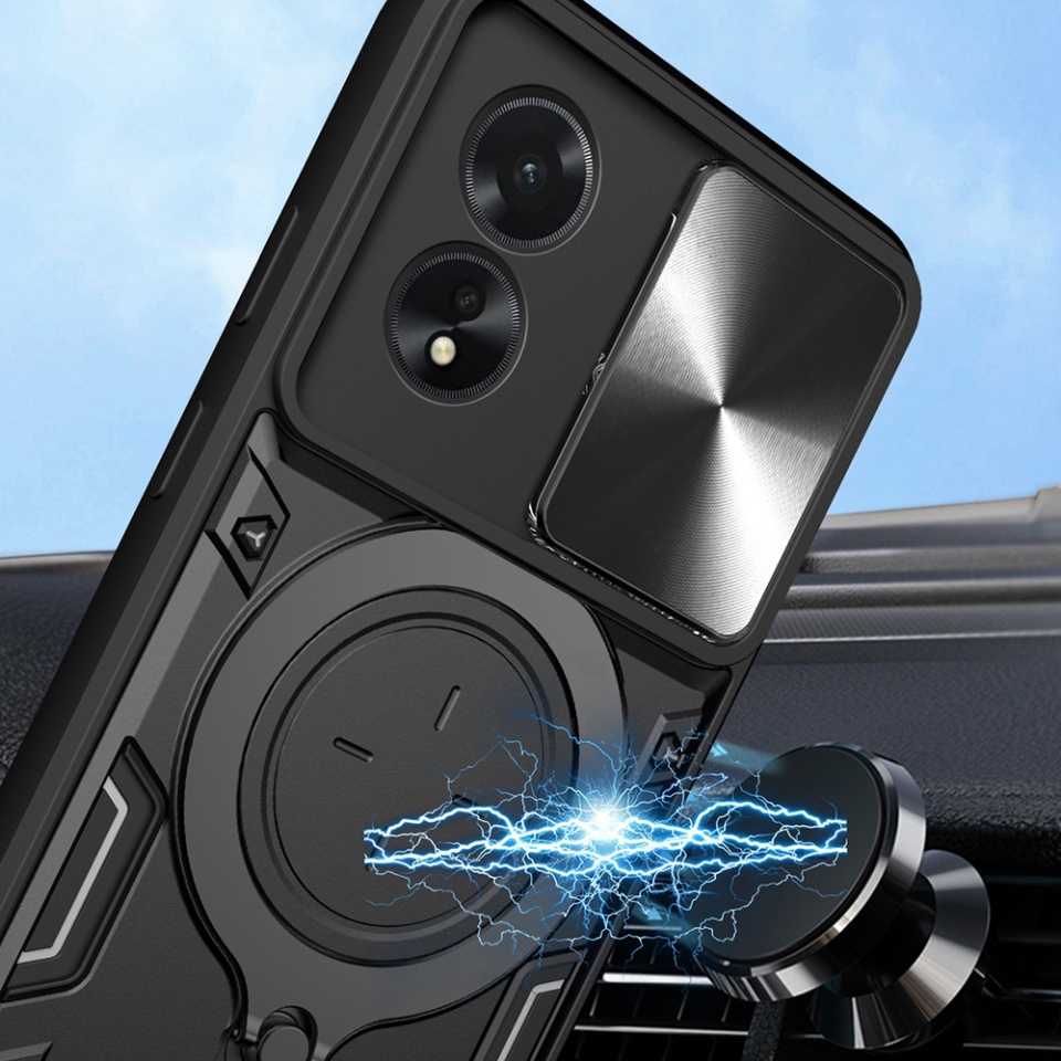 Husa pentru Honor 200 Lite, cu inel magnetic si suport ajustabil, protecție completa camera, SKDR SafeCover - Negru - 2 | YEO