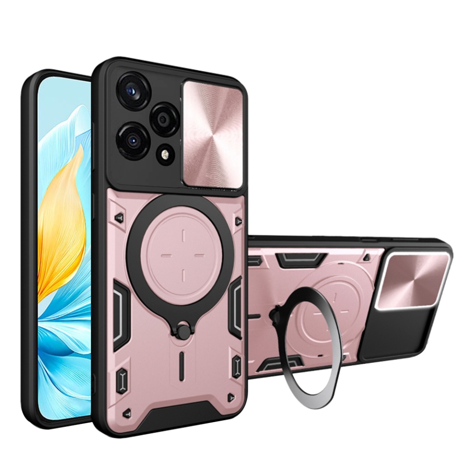 Husa pentru Honor 200 Lite, SKYDDAR INNOVATION, CamGuard Pro, Inel Magnetic, Protectie Camera, set cu sticker, Roz auriu