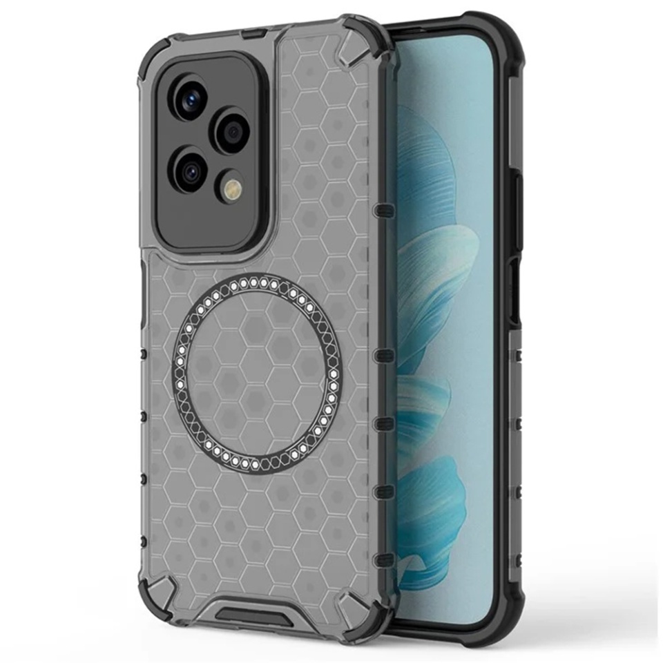 Husa pentru Honor 200 Lite, SKYDDAR INNOVATION, HoneyComb Shield MagSafe, Negru, set cu sticker