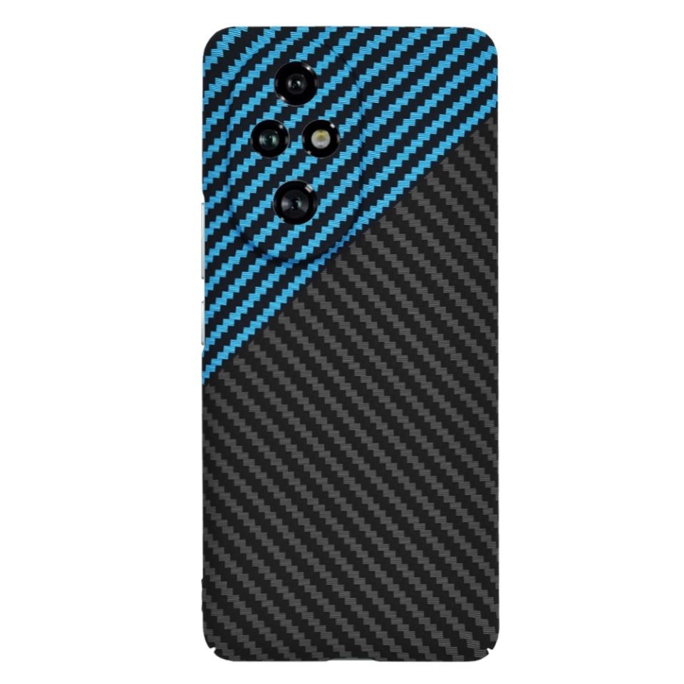 Husa pentru Honor 200 Pro, SKYDDAR INNOVATION, textura carbon, Carbonite FiberShell, set cu sticker, Bleu, - 1 | YEO