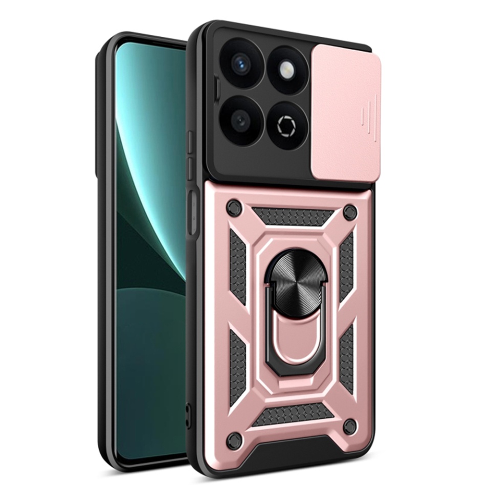 Husa pentru Honor 200 Smart / X7c cu inel magnetic si protectie camera Skyddar CamShield - Roz