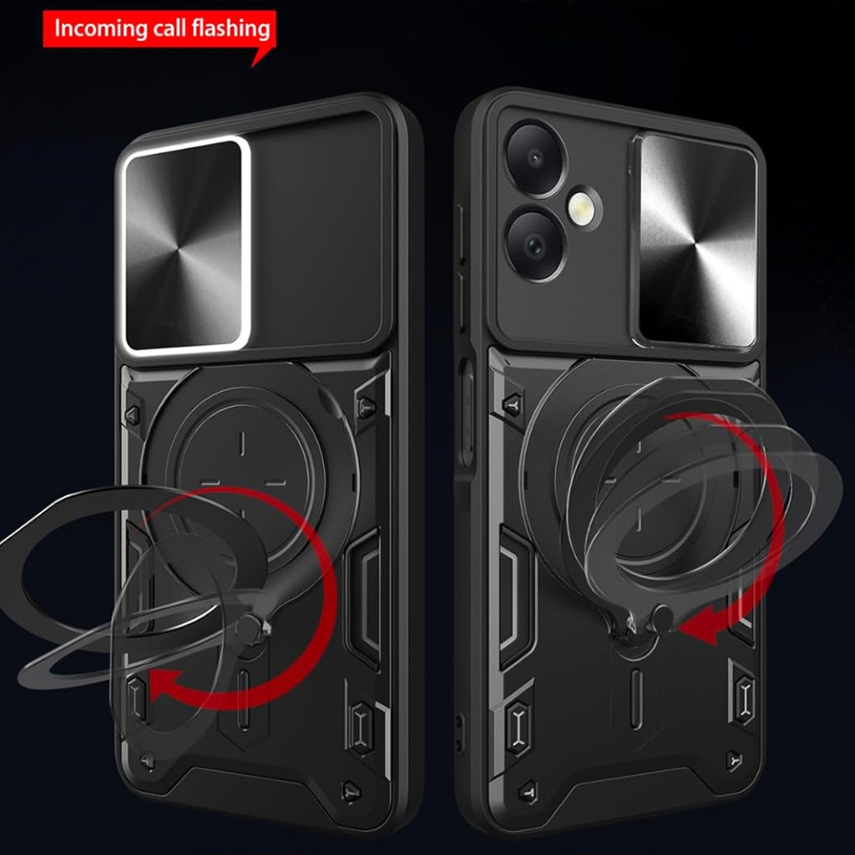 Husa pentru Honor 200 Smart / X7c, cu inel magnetic si suport ajustabil, protectie completa camera, SKDR SafeCover - Rosu - 2 | YEO