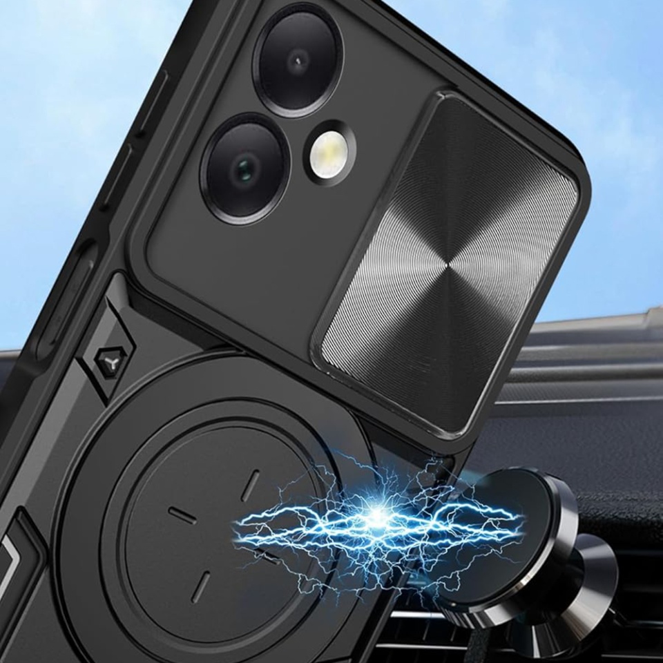 Husa pentru Honor 200 Smart / X7c, cu inel magnetic si suport ajustabil, protectie completa camera, SKDR SafeCover - Roz auriu - 5