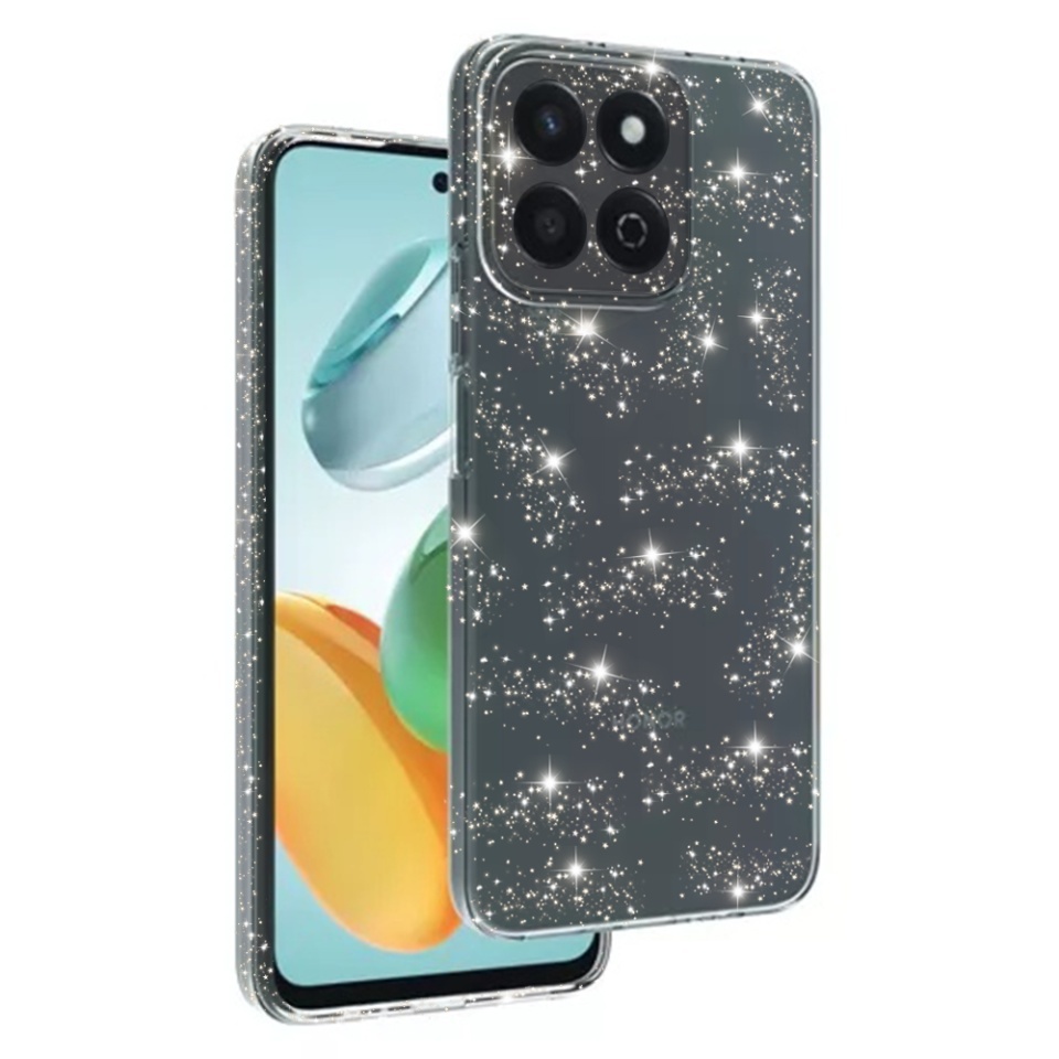 Husa pentru Honor 200 Smart / X7c, SKYDDAR INNOVATION, SparkleSkin din Silicon TPU cu Sclipici, Design Elegant, set cu sticker, Transparenta