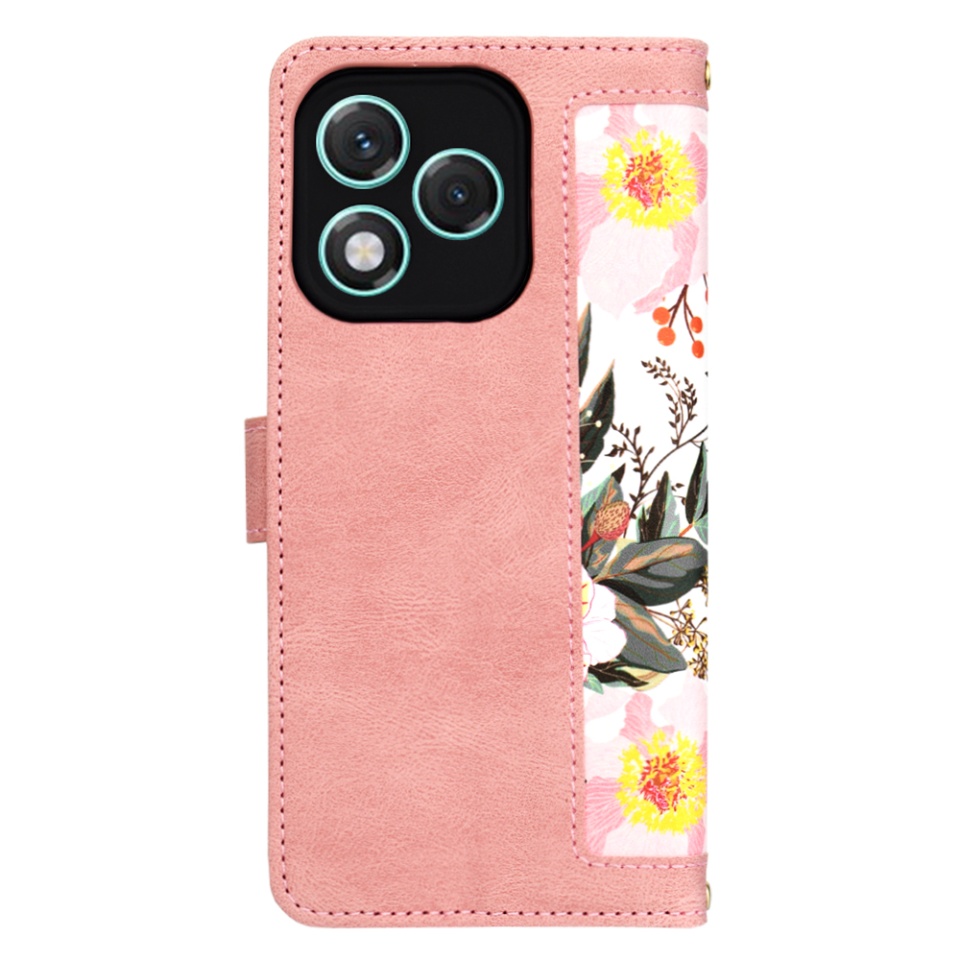 Husa pentru Honor 400 Lite, SKYDDAR INNOVATION, Floral Wallet, din Piele Ecologică cu Design Floral, Protecție 360°, Stand Integrat, Buzunare pentru Carduri, Roz, set cu sticker - 2 | YEO