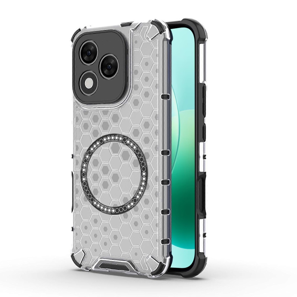 Husa pentru Honor 400 Lite, SKYDDAR INNOVATION, HoneyComb Shield MagSafe, Alb, set cu sticker