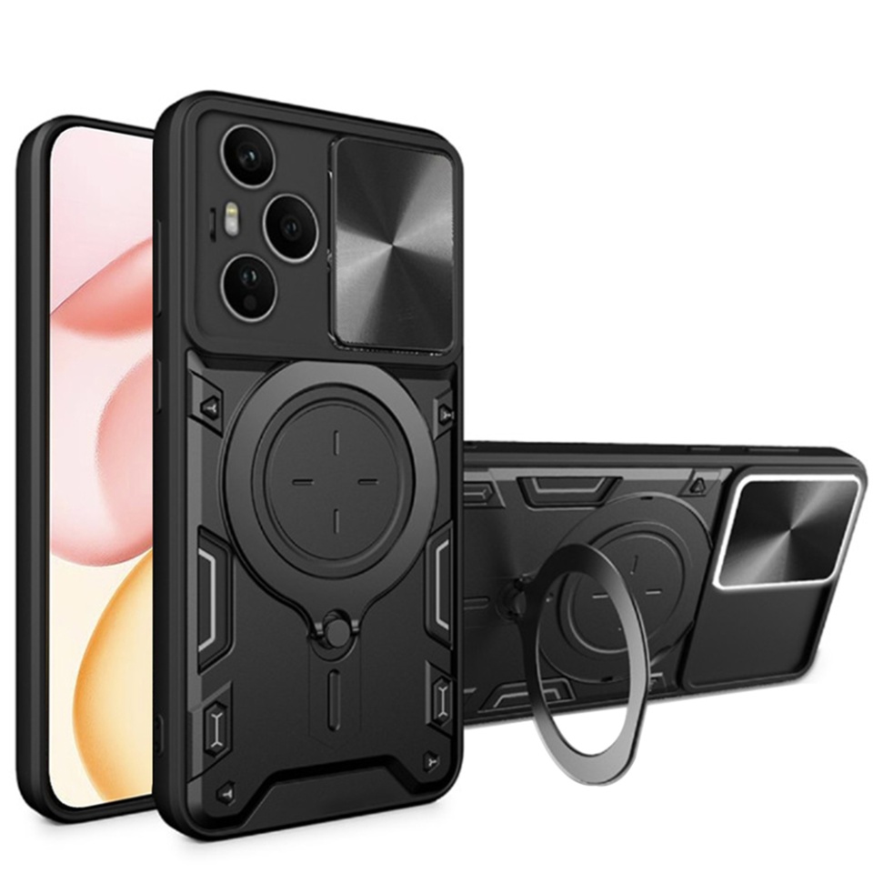 Husa pentru Honor 400 Pro, SKYDDAR INNOVATION, CamGuard Pro, Inel Magnetic, Protectie Camera, set cu sticker, Negru