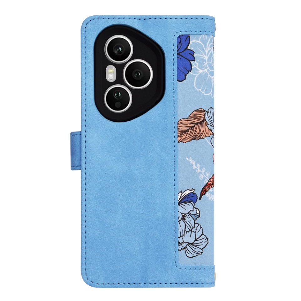 Husa pentru Honor 400 Pro, SKYDDAR INNOVATION, Flipcraft din Piele Ecologică, Stand Integrat, Buzunare pentru Carduri, set cu sticker, Bleu - 2 | YEO