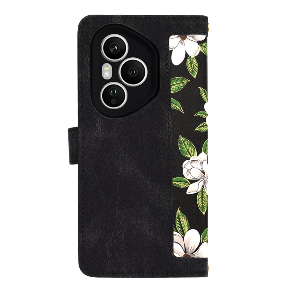 Husa pentru Honor 400 Pro, SKYDDAR INNOVATION, Flipcraft din Piele Ecologică, Stand Integrat, Buzunare pentru Carduri, set cu sticker, Negru - 2 | YEO