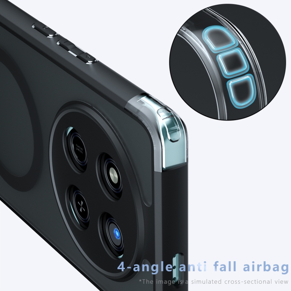 Husa pentru Honor 400 Pro, SKYDDAR INNOVATION, PureFrost MagSafe, AntiSoc, set cu sticker, Negru frost - 3 | YEO