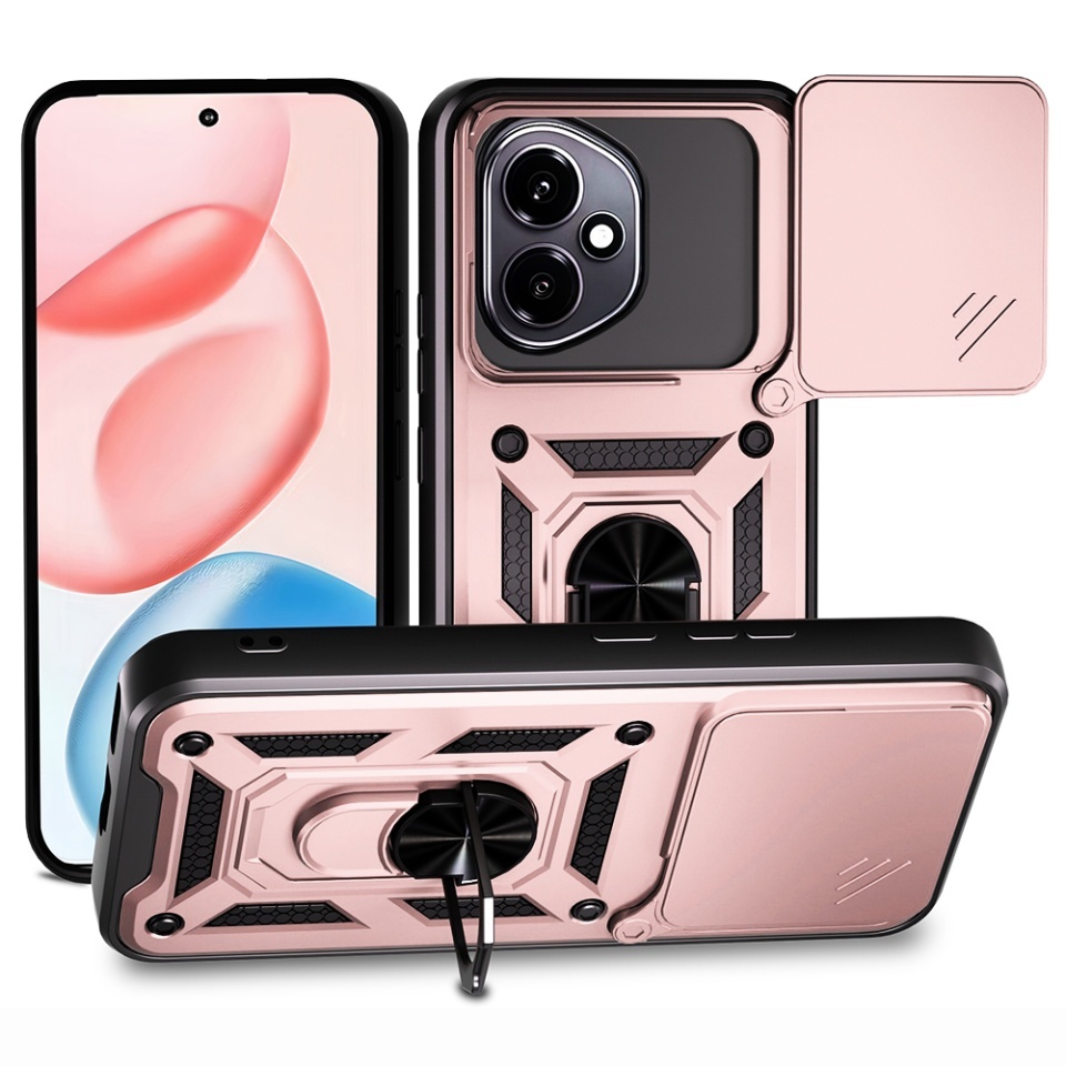 Husa pentru Honor 400, SKYDDAR INNOVATION, CamShield, Inel magnetic, set cu sticker, Roz