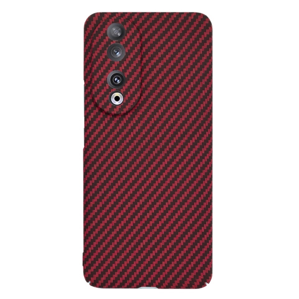 Husa pentru Honor 90, SKYDDAR INNOVATION, textura carbon, Carbonite FiberShell, set cu sticker, Rosu, - 1 | YEO