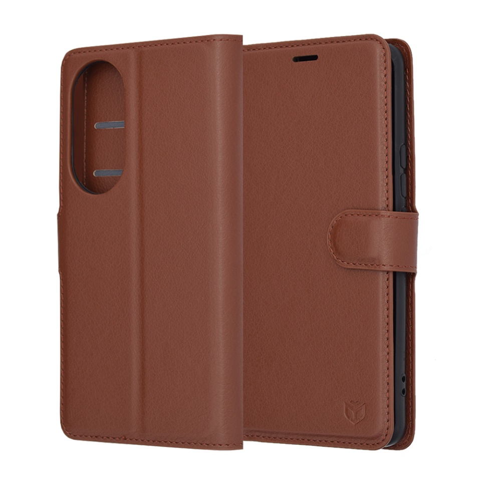 Husa pentru Honor 90 tip Carte, cu Portofel Interior, Finisaje Premium, SKYDDAR Leather Wallet - Maro