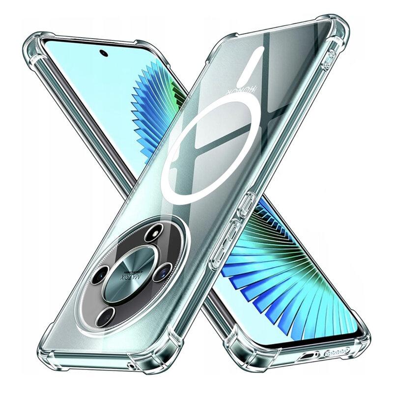 Husa pentru Honor Magic6 Lite, SKYDDAR INNOVATION, Shockproof MagSafe, Transparenta, set cu sticker