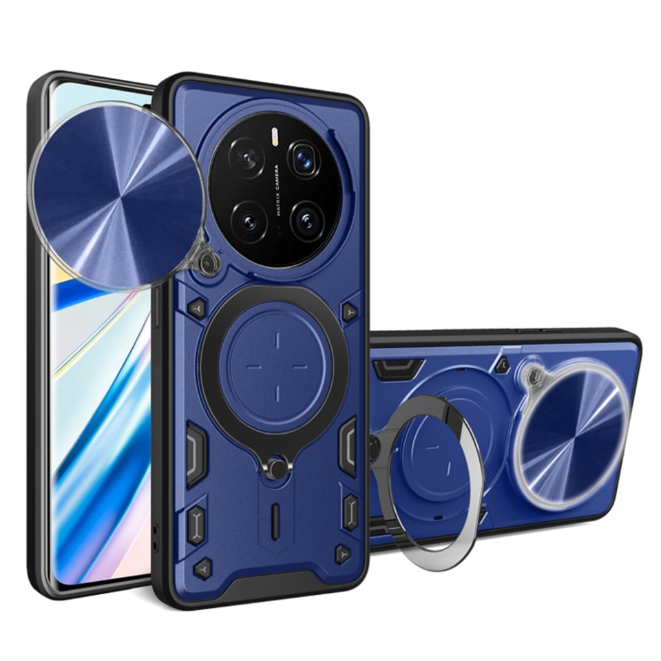 Husa pentru Honor Magic7 Pro, cu inel magnetic si suport ajustabil, protectie completa camera, SKDR SafeCover - Albastru