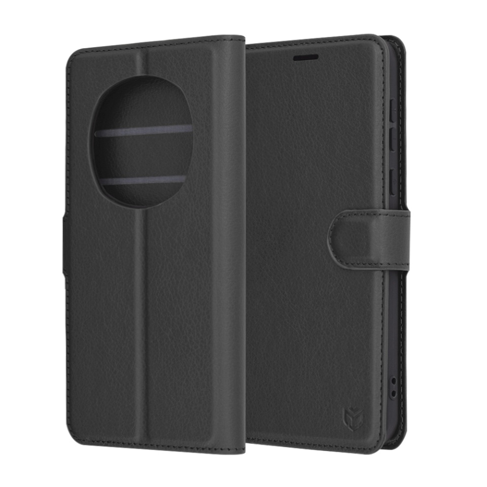 Husa pentru Honor Magic7 Pro tip Carte, cu Portofel Interior, Finisaje Premium, SKYDDAR Leather Wallet - Negru