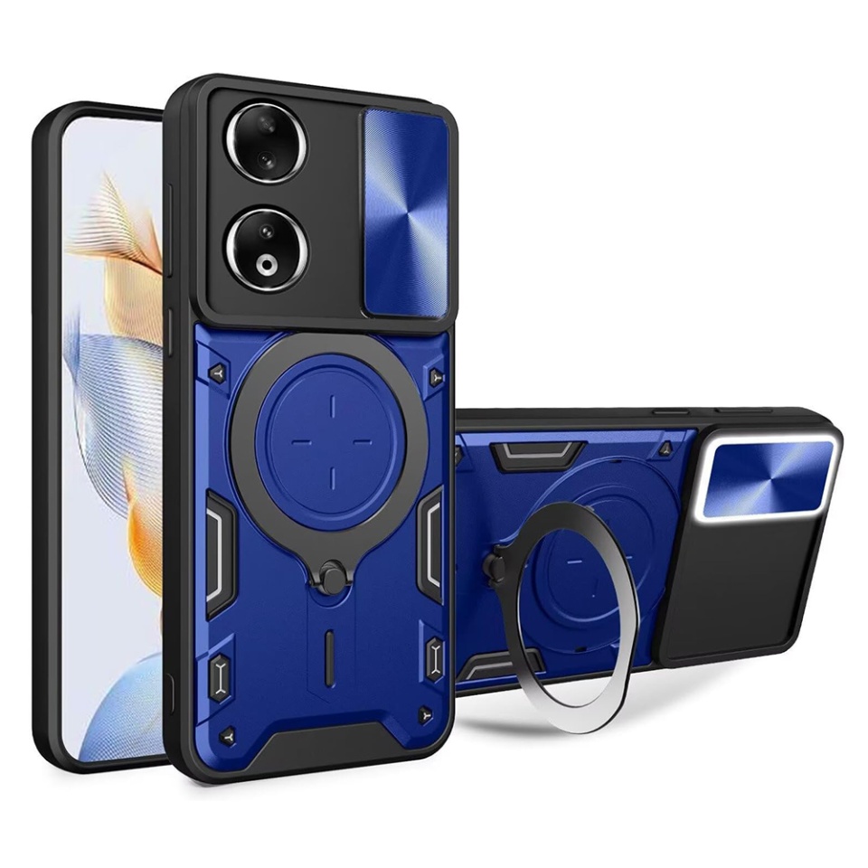 Husa pentru Honor X7b / 90 Smart / X7b 5G, cu inel magnetic si suport ajustabil, protecție completa camera, SKDR SafeCover - Albastru