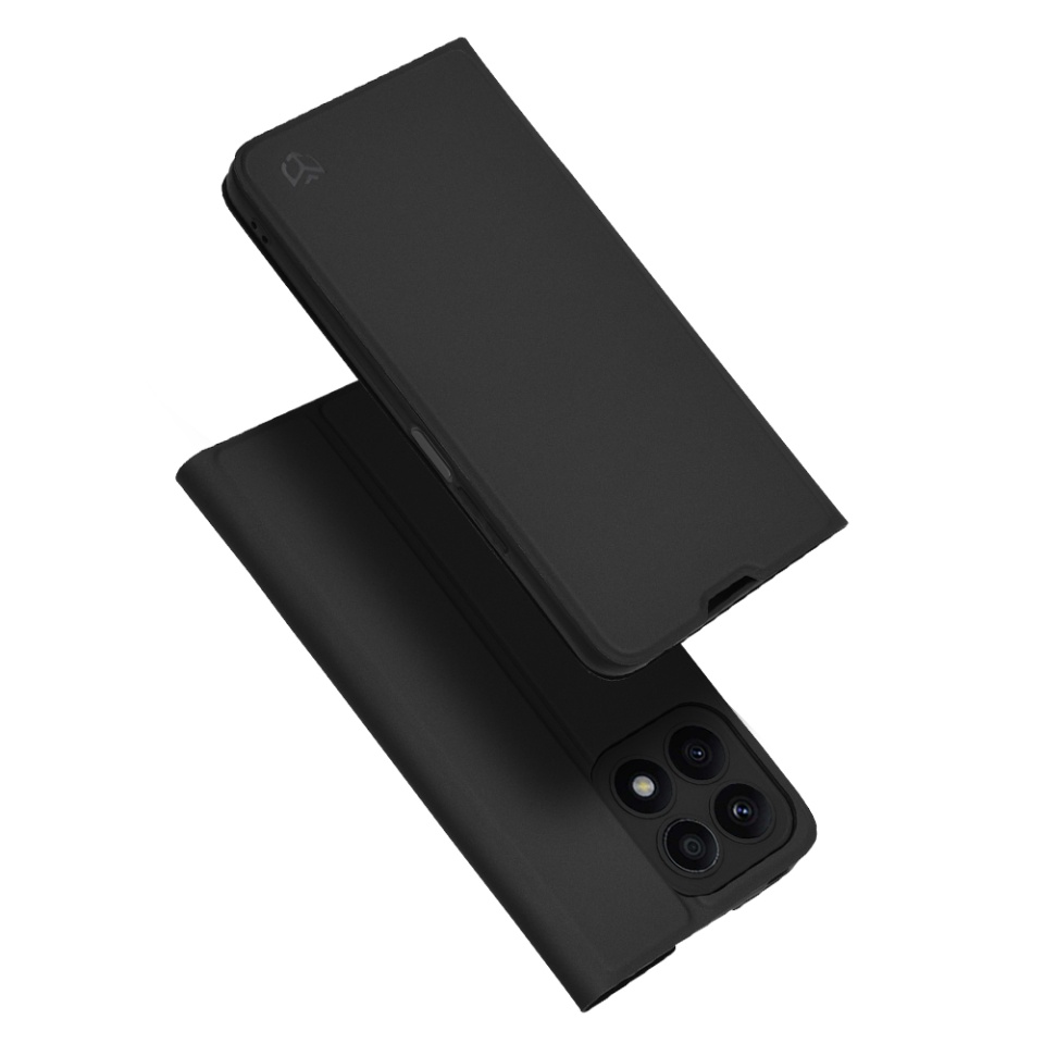Husa pentru Honor X8a, SKYDDAR INNOVATION, Magskin Book, tip Carte cu Portofel Interior, set cu sticker, Negru