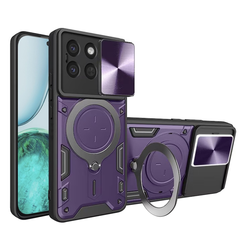 Husa pentru Honor X8c, SKYDDAR INNOVATION, SafeCover cu Inel Magnetic, Protectie Camera, set cu sticker, Mov