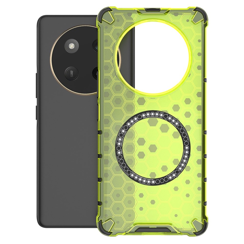 Husa pentru Honor X9c / Magic7 Lite, SKYDDAR INNOVATION, HoneyComb Shield MagSafe, Antisoc, set cu sticker, Verde - 1 | YEO