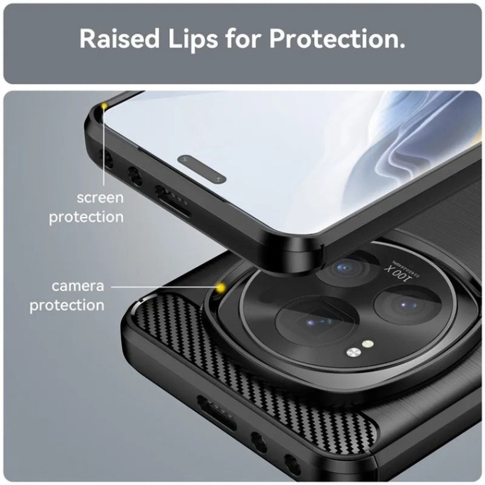 Husa pentru Honor X9c Smart din Silicon Premium, Slim, cu textura Fibra Carbon - Negru - 1 | YEO