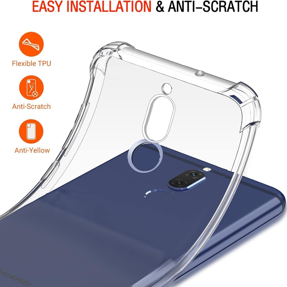 Husa pentru Huawei Mate 10 Lite , SKYDDAR INNOVATION, Shockproof Clear din Silicon Slim, Transparenta, set cu sticker - 2 | YEO