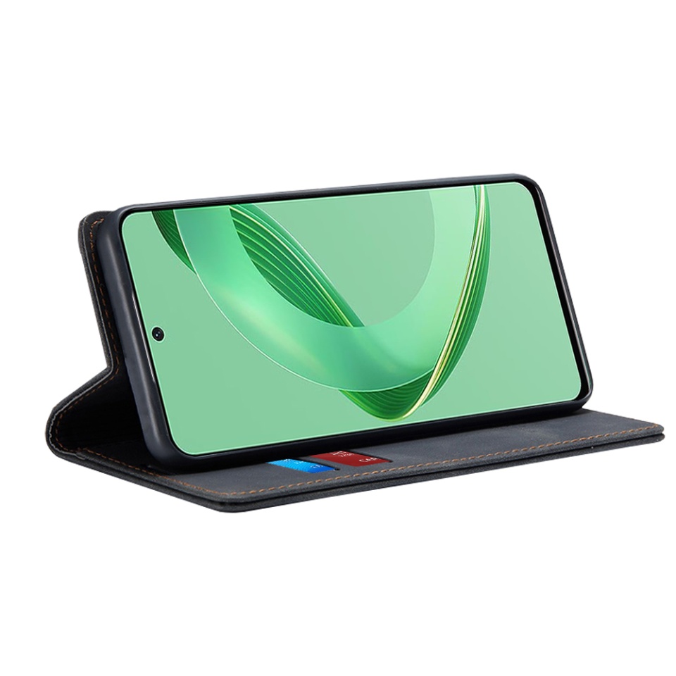 Husa pentru Huawei nova 11 SE / nova 12 SE, SKYDDAR INNOVATION, Soft Wallet, tip Carte din piele Eco Premium, cu Portofel Interior, Negru, set cu sticker - 1 | YEO