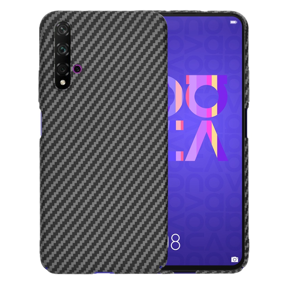 Husa pentru Huawei Nova 5T / Honor 20, Finisaj Premium cu Textura de Carbon, Design Elegant, SKDR CarbonFlex - Negru