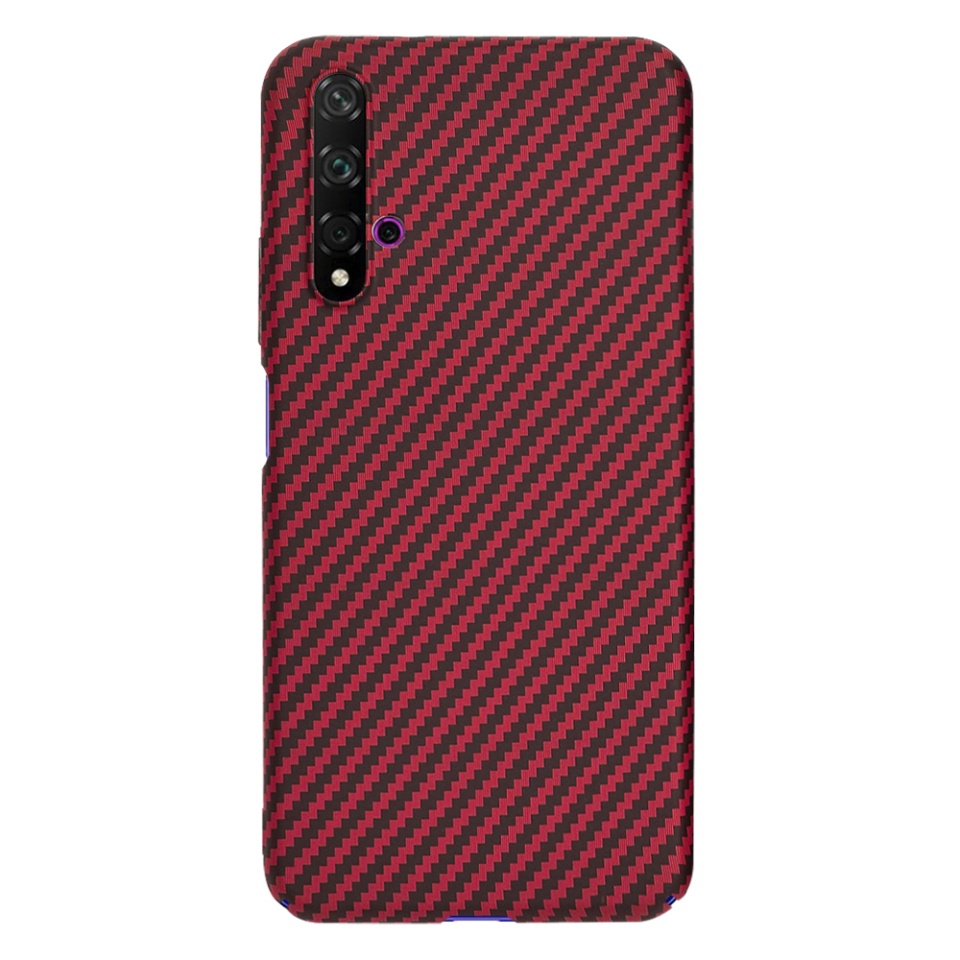 Husa pentru Huawei Nova 5T / Honor 20, Finisaj Premium cu Textura de Carbon, Design Elegant, SKDR CarbonFlex - Rosu - 2 | YEO