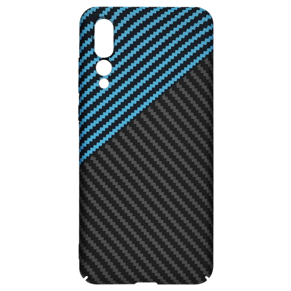 Husa pentru Huawei P20 Pro, SKYDDAR INNOVATION, textura carbon, Carbonite FiberShell, set cu sticker, Bleu, - 3 | YEO