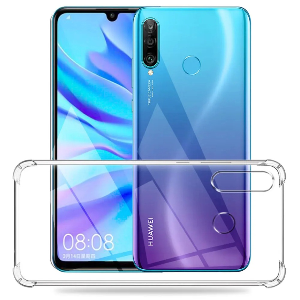Husa pentru Huawei P30 Lite / P30 Lite New Edition , SKYDDAR INNOVATION, Shockproof Clear din Silicon Slim, Transparenta, set cu sticker - 1 | YEO