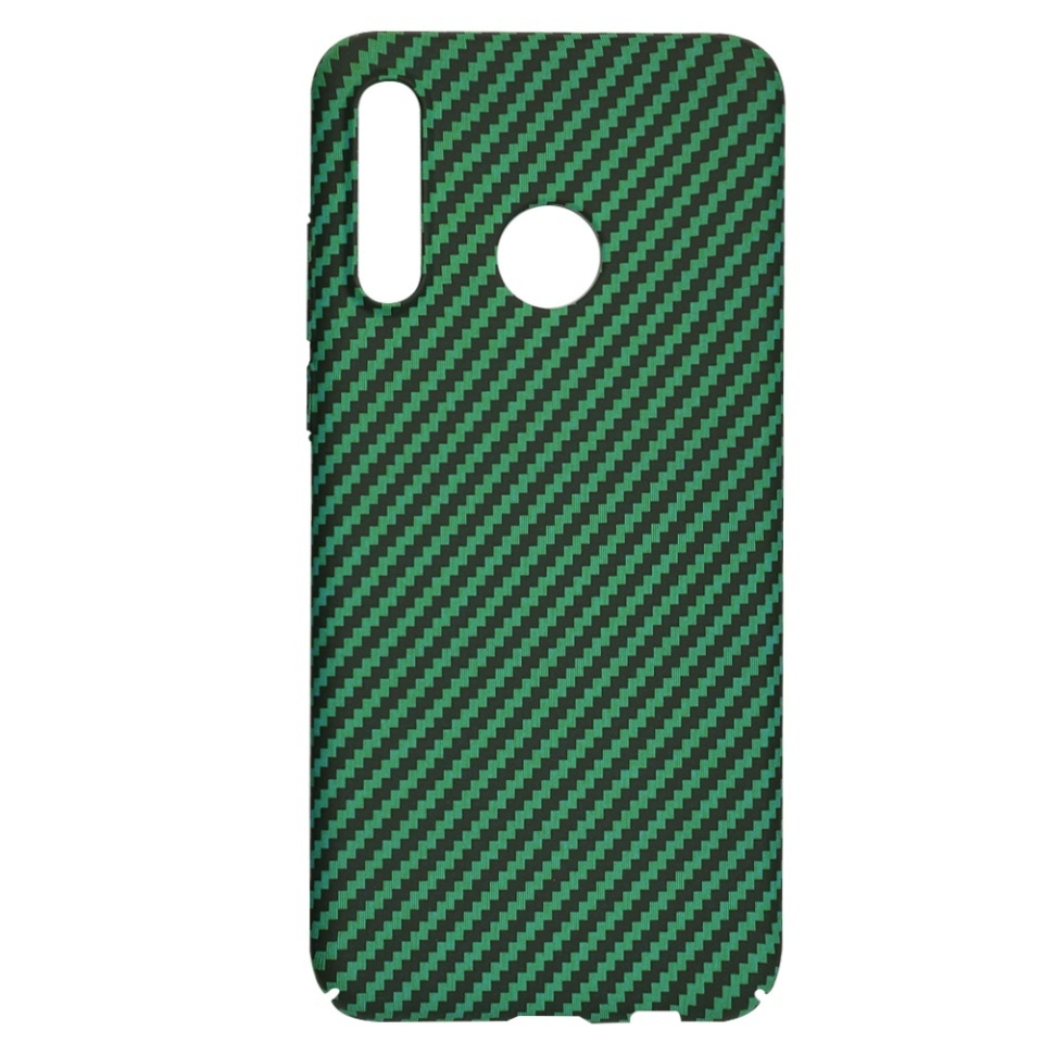 Husa pentru Huawei P30 Lite / P30 Lite New Edition, SKYDDAR INNOVATION, textura carbon, Carbonite FiberShell, set cu sticker, Verde, - 3 | YEO