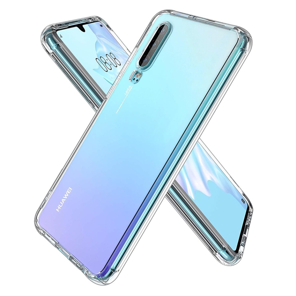 Husa pentru Huawei P30 , SKYDDAR INNOVATION, Shockproof Clear din Silicon Slim, Transparenta, set cu sticker - 1 | YEO