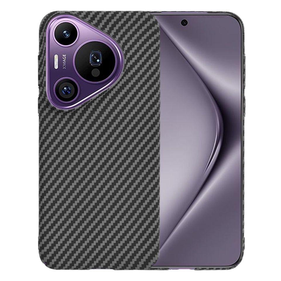 Husa pentru Huawei Pura 70 Pro, Finisaj Premium cu Textura de Carbon, Design Elegant, SKDR CarbonFlex - Negru