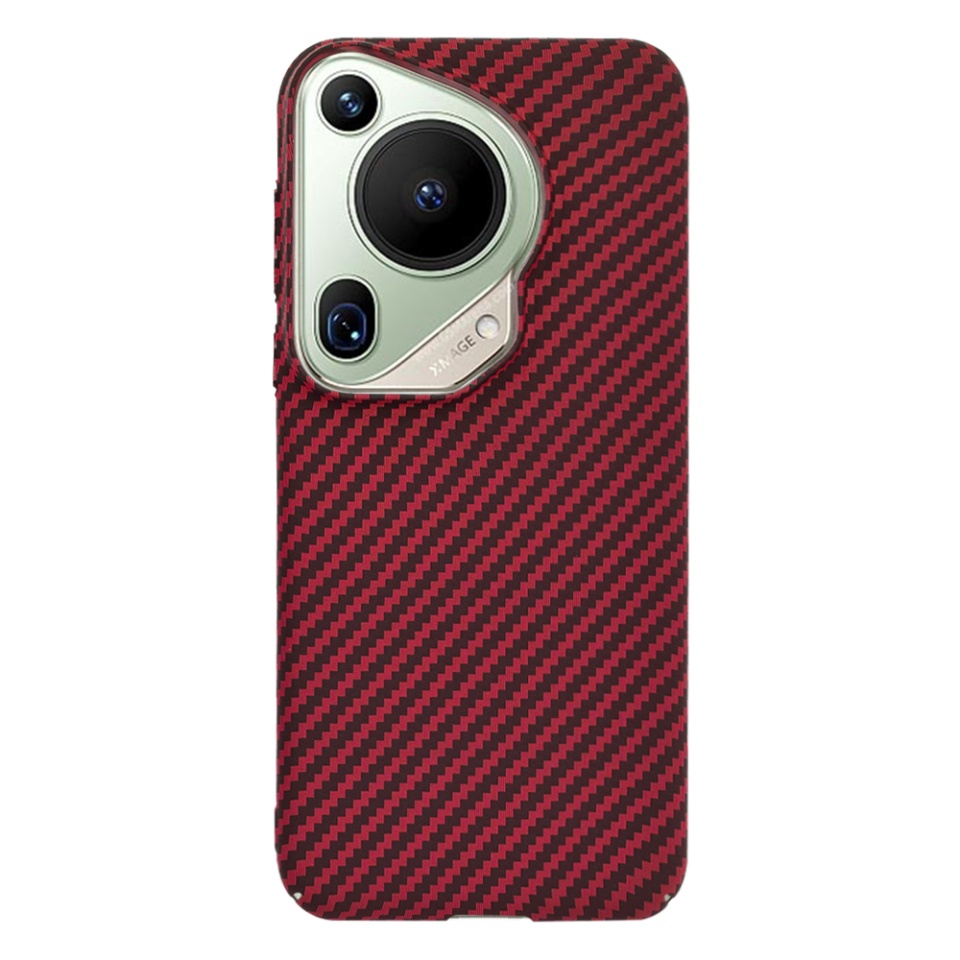 Husa pentru Huawei Pura 70 Ultra, Finisaj Premium cu Textura de Carbon, Design Elegant, SKDR CarbonFlex - Rosu - 2 | YEO